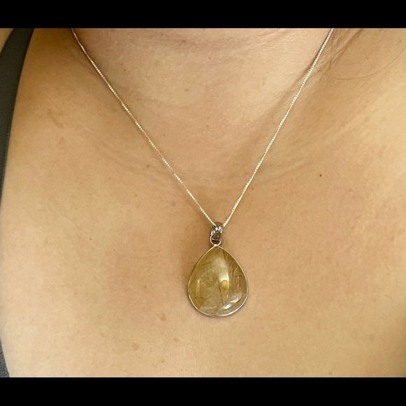 Sterling Silver Golden Rutilated Quartz Necklace - Picture 5 of 5